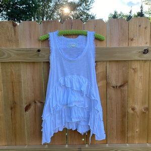 ruffled white tank top